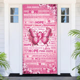 Breast Cancer Awareness Door Banner Butterfly Pink Ribbon Hope Love Decor