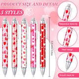 50 Pcs Valentine'S Day Pens Bulk Retractable Ballpoint Pens Black Ink Cute Heart Love Shaped Appreciation Gift Bag Office Supply Stationery For Coworkers Wedding Party Supplies School Classroom