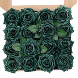 Peacock Green Flowers Artificial 16Pcs Real Looking Foam Fake Roses With Stems For Diy Wedding Bouquets Baby Shower Centerpieces Arrangements Mothers Day Party Tables Decorations
