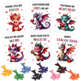 Valentines Day Gifts For Kids - 24 Valentines Day Cards & 24 Colorful Dragons - 3D Printed Flexible Articulated Dragon Fidget Toys With Valentines Cards For Kids Classroom Boys Girls