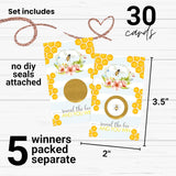 Bee Baby Shower Games Gender Neutral - 30 Pack - Scratch Off Raffle Game Cards - Fun Bridal Activities For Weddings & Engagement Parties - Bumblebee Boho Floral Theme