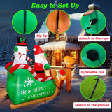 7.2 Ft Long Christmas Inflatables Santa Claus On Sleigh With Snowman & Reindeer, Leds Build-In Blow Up Christmas Yard In