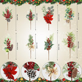Large Assorted Red Berry Picks Stem 8Pcs Artificial Christmas Berries Pine Picks Pine Cone Holly Berry Stems For Crafts Christmas Floral Picks And Sprays For Xmas Decor Wreath Xmas Tree