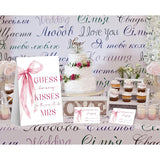 Pink Bow How Many Kisses Bridal Shower Game, Bachelorette Party Games, Bridal Party Games, Couples Shower Table Decorations, Wedding Engagement Party Decor, Bachelorette Party Night Supplies