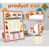 What Is Your Burger Name Game,30 Stickers, Burger Party Decor, Perfect For Birthday Party Activities 6×8 Wooden Play Sign With Stand