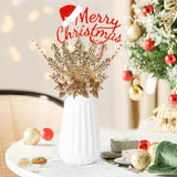 Artificial Glitter Berry Stem Ornaments, 18 Pack 17.5 Inch Rose Gold Fake Christmas Picks Decorations With Poinsettia Christmas Flowers, Bead Sticks For Christmas Tree Wedding Small Vase Wreath Decor