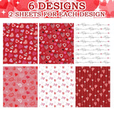 12 Sheets Love Wrapping Paper, Red White Heart Wrapping Paper, Gift Wrap Papers With Jute Twine Sticker For Anniversary Wedding Birthday Party Baby Shower Christmas Diy Crafts Gift Packing, 20 X 27 Inch