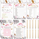 145 Pcs Baby Shower Games Supplies 5 Sets Game Activities Cards With 20 Pencils Include Baby Shower, Description And Well Wishes, Word Scramble(Cowgirl Style)