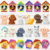 48 Pcs Dog Valentine'S Day Gifts Card And Dog Cat Resin Figurines Miniature Puppy Heart Greeting Card For Valentine Party Favors Exchange Prizes Gifts (Novel)