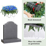 Artificial Cemetery Flowers, Memorial Rose Flowers Saddle, Outdoor Grave Saddle For Headstone Tombstone Decorations (Blue)