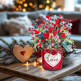 Valentine'S Day 3D Pop-Up Card - 13-Inch Floral Heart Design, Includes Blank Note & Envelope, Gift For Women, Men, Kids & All Loved Ones