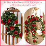 4 Pack Artificial Geraniums Hanging Bundles Full Blooms Hanging Flower Plants For Indoor Outdoors Home Garden Wedding Valentines Porch Wall Fence Basket Vines Decor