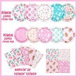60Pcs Christmas Decorations,Pink Merry Christmas Party Tableware Paper Plate,Napkins Winter Xmas Theme Decorations For Retro Christmas Holiday,Winter Gingerbread Party Favors?20 Guest?