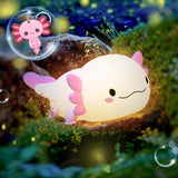 Axolotl Night Light For Kids With Axolotl Keychain,Animal Silicone Nursery Night Lamp, Rechargeable Table Lamp Bedside Lamp,Cute Room Decor Night Light For Bedroom,Desk Decorations,Gift