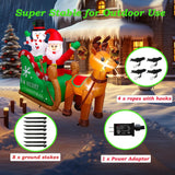 7.2 Ft Long Christmas Inflatables Santa Claus On Sleigh With Snowman & Reindeer, Leds Build-In Blow Up Christmas Yard In