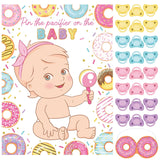 Pin The Pacifier Baby Shower Game Baby Shower Party Decorations Include Large Poster 24 Pacifier Stickers Blindfold Game Set For Birthday Party Decor Supplies (Donut)