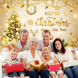 Purple Merry Christmas Banner Happy New Year Decoration Banner Merry Christmas Xmas Tree Snowflake Backdrop Christmas Party Decoration Winter Holiday Party Supply