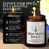Mint Mojito Breeze Candle – 7Oz Soy Blend, Handmade Small Batch Jar With Lime, Mint, Pineapple & Rum