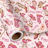 Pink Cowgirl Birthday Wrapping Paper Roll, Festive Western Design, Greetings, For Girl'S Birthday Party, Gift Wrap, Diy Crafts, 17 Inches X 16.5 Feet (23.2 Sq.Ft.)