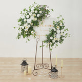 Artificial Wedding Arch Flowers Kit(Pack Of 4), 2 Pcs Floral Arrangement With 2 Pcs Fabric Drap For Arch Decorations Wedding Decor Ceremony Arbor Reception Backdrop For Diy?Cream & White