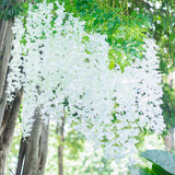 (36 Branches 12 Pack /45 Inch /3.7Ft Wisteria Hanging Artificial Flowers Fake Bushy Silk Vine Garland String For Wedding Party Garden Greenery Home Wall Deco White