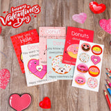 ?24 Pcs Valentine'S Day Cards With Envelopes And Stickers, Hearts And Donuts Themed Greeting Cards, Kids Classroom Exchange, Wedding Cards, Valentines Party Favorites, 8 Designs?
