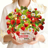 Valentines Day Card, Love You Berry Much Card With Music And Light, Strawberry Bouquet Card For Women Mom Wife