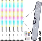 6 Pack 4FT RGB Tube Lights Rechargeable DJ Neon Light Bars with Stands Case for Stage Party