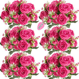 8Pcs Artificial Flowers Fake Peonies Silk Peony Bouquet Faux Flowers Bulk Arrangements For Decoration Vase Florals Arrangements Wedding Home Party Table Hot Pink