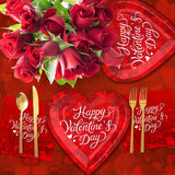Valentine'S Day Party Supplies For 25 Guests - Romantic Heart-Shaped Disposable Plates, Love-Themed Tablecloth, Napkins, Cups, And Banner - Valentines Party Decorations