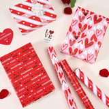 Valentines Wrapping Paper Rolls - 3 Roll 17”X 120” Happy Valentines Day Gift Wrap Supply Red Love Heart Stripe Design Girls Princess Style For Women Valentine Date Favor