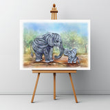 Happy Mothers Day Card, Elephant Mom And Kid Cards, Cute Quilling Art For Birthday, Love Mom Dad, Animal Themed, Greeting Card With Envelope (Elephant)