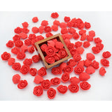 Artificial Flowers 100Pcs 3Cm Mini Fake Roses For Diy Wedding Bouquets Centerpieces Party Baby Shower Scrapbooking Gift Box Diy Crafts Wreath (Red)