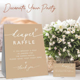 Minimalism Brown Diaper Raffle Game Kit For Baby Shower - 1 Standing Sign & 50 Tickets, Decorations For Gender Reveal, Neutral Announcement, Party Favor & Supplies -A06