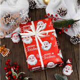 Christmas Wrapping Paper Roll - 17 Inches X 32.8 Feet Red White Metallic Foil Shine Cute Present Packing Paper - Santa Claus/Snowflakes/Merry Christmas Lettering Design