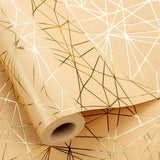 Gold Wrapping Paper Roll - 3D Embossed Metallic Shine Stripe, Luxury Kraft Paper For Birthday, Christmas, Wedding, Bridal Shower, Mothers Day, Fathers Day - Mini Roll - 17 In X 32.8 Ft