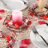 Valentine Candle Rings - 4.3 Inches Valentines Decor Candle Wreaths With Love Hearts, Valentines Table Centerpieces For Party Wedding Windows Tabletop Decoration, 4Pcs