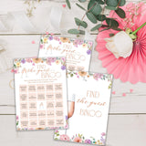 Wildflowers Wedding Games - Find The Guest Bingo For 25 Guests - 5X7 Inches, 25 Count - Adults Only