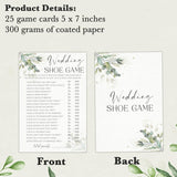 Bridal Shower Game Cards, Greenery Wedding Shoe Game, 30 Elegant Wedding Activity For Bachelorette Engagement Party Favors & Decorations- B01