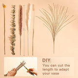 Natural Dried Pampas Grass Bouquet 78Pcs 17Inch Home Decor, White Pampas & Brown Pampas & Reed Grass & Bunny Tails Grass & Craspedia & Eucalyptus, Boho Wedding Decor Flowers Arrangement