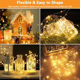 2 Pack 66FT Solar String Lights Outdoor 200 LED Twinkle Fairy Lights Waterproof
