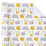 1St Birthday Wrapping Paper - Mini Roll - 17 Inch X 9.8 Feet - Cute Animal Wrapping Paper For Kids Girl Boy Birthday, Baby Shower