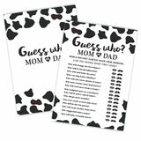 30 Cow Prints Guess Who Mom Or Dad Baby Shower Game, 5 X 7 Inches Double Sided Fill-In Game Cards For Boys Or Girls, Gender Neutral Party Favor & Supplies-(C03)