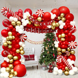 Christmas Balloons Garland Arch Kit 153Pcs With Xmas Red Gold White Balloon Candy Cane Foil Balloon For Christmas Party Decorations Birthday Christmas Party Supplies