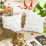 Valentine'S Day Love Heart Cream White Throw Pillow Covers Set Of 2, 18 X 18 Inch Anniversary Wedding Home Decor Soft Plush Faux Fur Jacquard Cushion Case For Sofa Couch