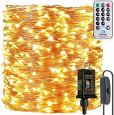 165FT Plug In Fairy Lights 500 LED Warm White Copper String Lights with Remote Timer 8 Modes Dimmable Waterproof for Holiday Decor