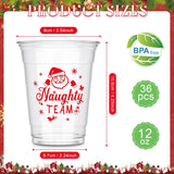 36 Pcs Christmas Party Cups Bulk 12 Oz Merry Christmas Disposable Clear Plastic Cups Naughty And Nice Printed Cup Party Supply For Beer Beverage Ice Cream Iced Coffee Snacks