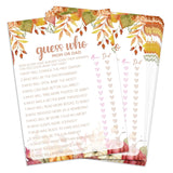 Guess Who Game Cards, Autumn Baby Shower Games Cards, Thanksgiving Boy Or Girl Baby Gender Reveal Party Favors Decorations And Supplies, 25 Pcs Double-Sided - E03