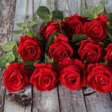 12 Pcs Red Roses Artificial Flowers, Real Touch Fake Velvet Flowers With Stems In Bulk For Diy Home Decor, Wedding, Party, Mother'S/Valentine'S Day Gifts