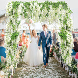 Wisteria Artificial Flowers Garland, 5Pcs Total 36Ft White Wisteria Hanging Flowers, Flower Garland Decorations For Home Garden Outdoor Ceremony Wedding Arch Decoration